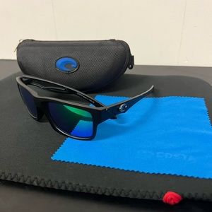 NEW Costa Del Mar RINCON Polarized Sunglasses Black / Green Mirror Glass Rare